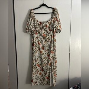 Cider Cream Floral Midi Dress